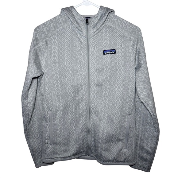 Patagonia Jackets & Blazers - Patagonia Full Zip Hooded Jacket Women Small Gray Geometric Sweater